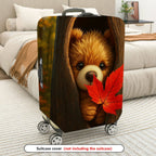 1-Piece Autumn Cute Animal Tree Leaf Woodland  Suitcase Luggage Cover, Stretch Protective Sleeve