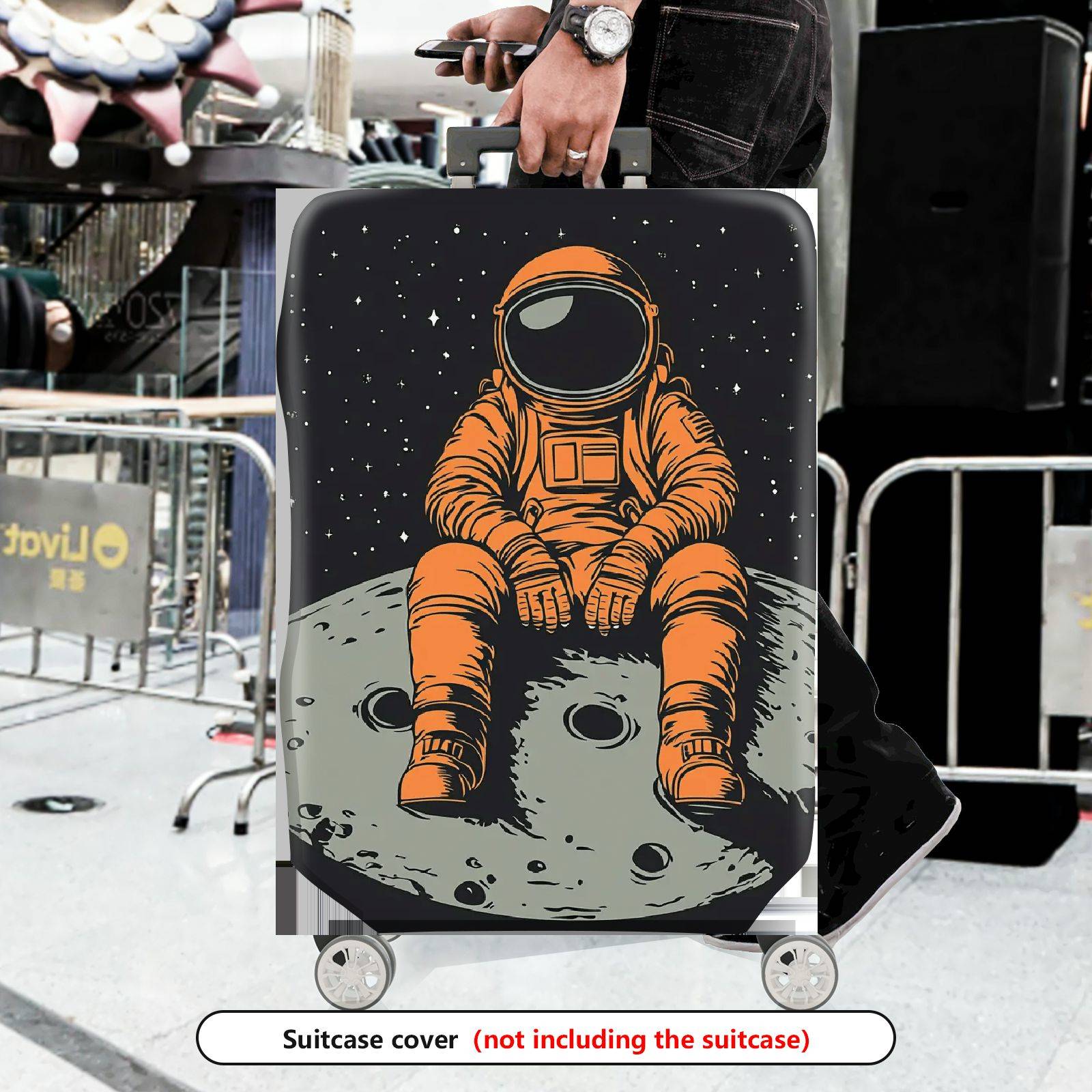 1-Piece Astronaut Moon Space Galaxy Cosmic  Suitcase Luggage Cover, Stretch Protective Sleeve