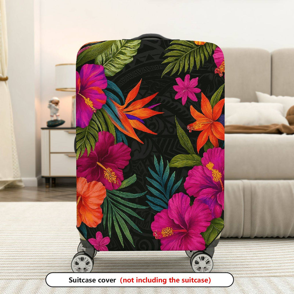 1-Piece A tropical floral jacket for jungle natural plants theme, suitable for business, travel,  Suitcase Luggage Cover, Stretch Protective Sleeve
