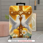 1-Piece Dove Cross Floral Religious Spiritual Peace  Suitcase Luggage Cover, Stretch Protective Sleeve