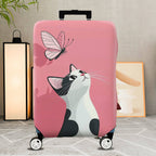 1-Piece Pink Cat Butterfly Cute Whimsical Fun  Suitcase Luggage Cover, Stretch Protective Sleeve