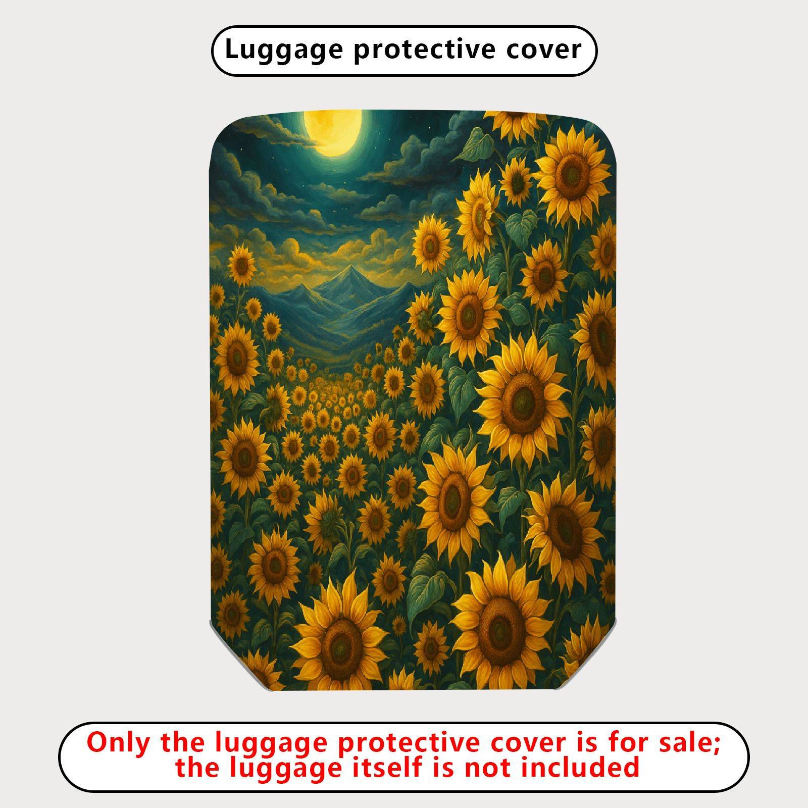 1-Piece Sunflower Night Mountain Landscape Luggage  Suitcase Luggage Cover, Stretch Protective Sleeve
