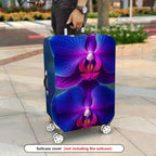 1-Piece Orchid Blue Purple Floral Nature Exotic  Suitcase Luggage Cover, Stretch Protective Sleeve