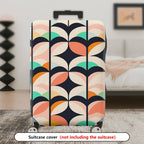 1-Piece Retro Colorful Leaf Geometric Abstract Vibrant  Suitcase Luggage Cover, Stretch Protective Sleeve