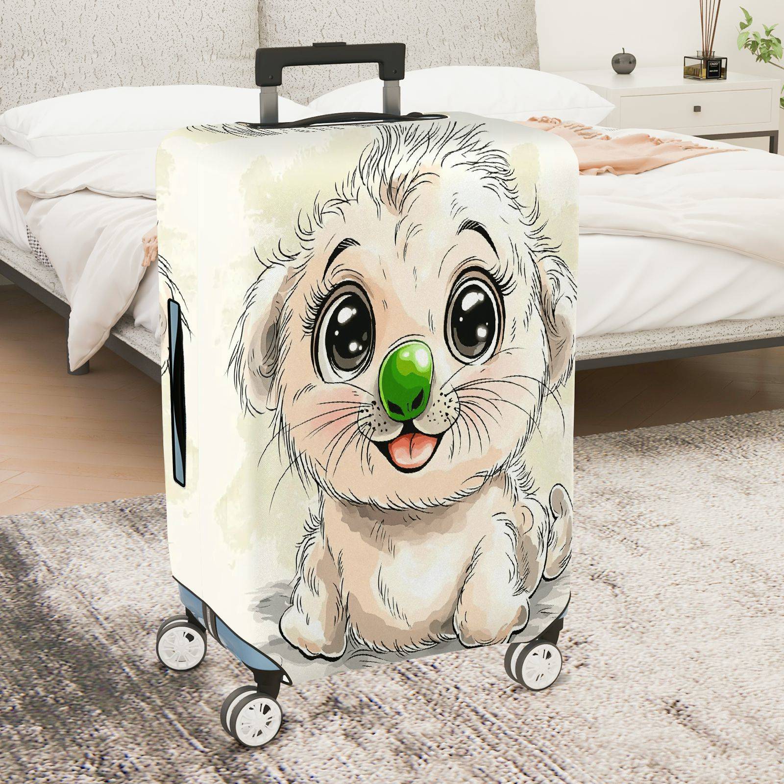 1-Piece Cute Dog  Animal Fun Playful Luggage  Suitcase Luggage Cover, Stretch Protective Sleeve
