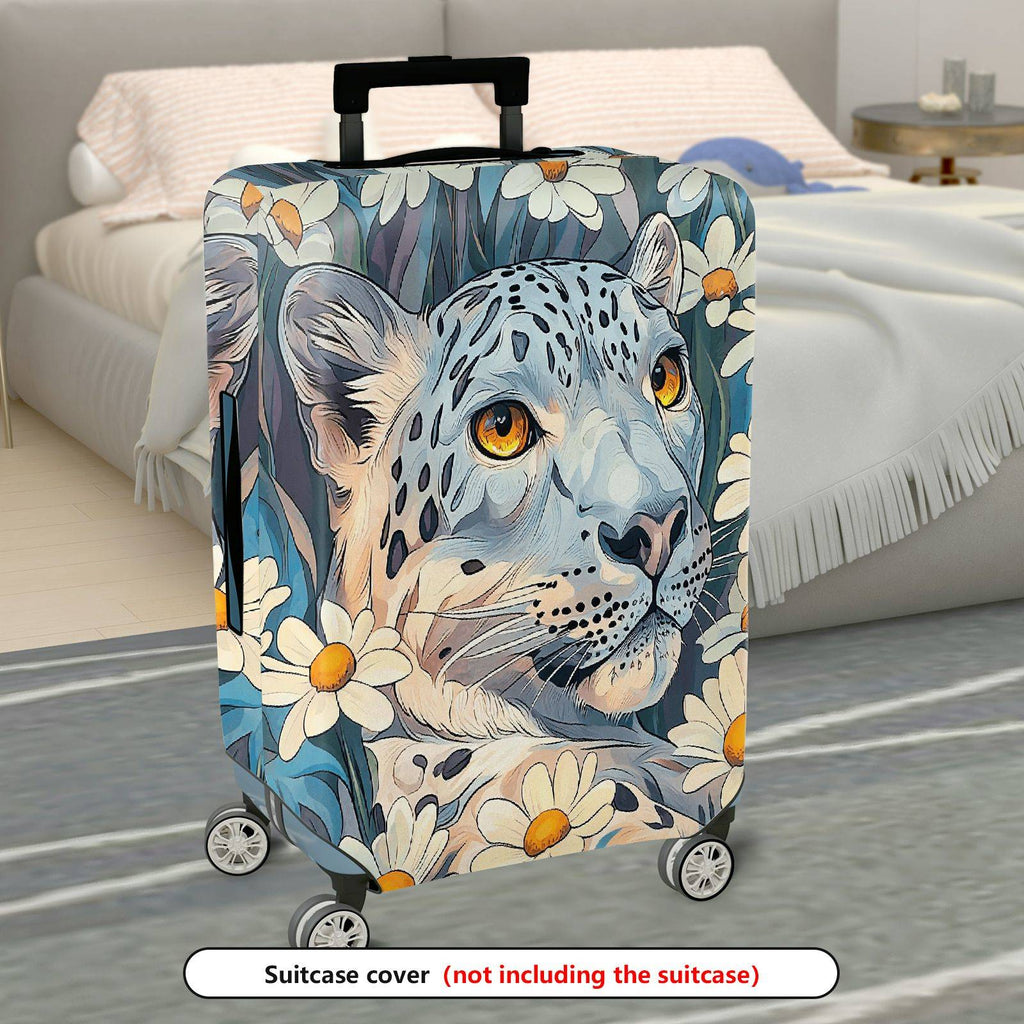 1-Piece Leopard Floral Daisy Stylish Travel  Suitcase Luggage Cover, Stretch Protective Sleeve