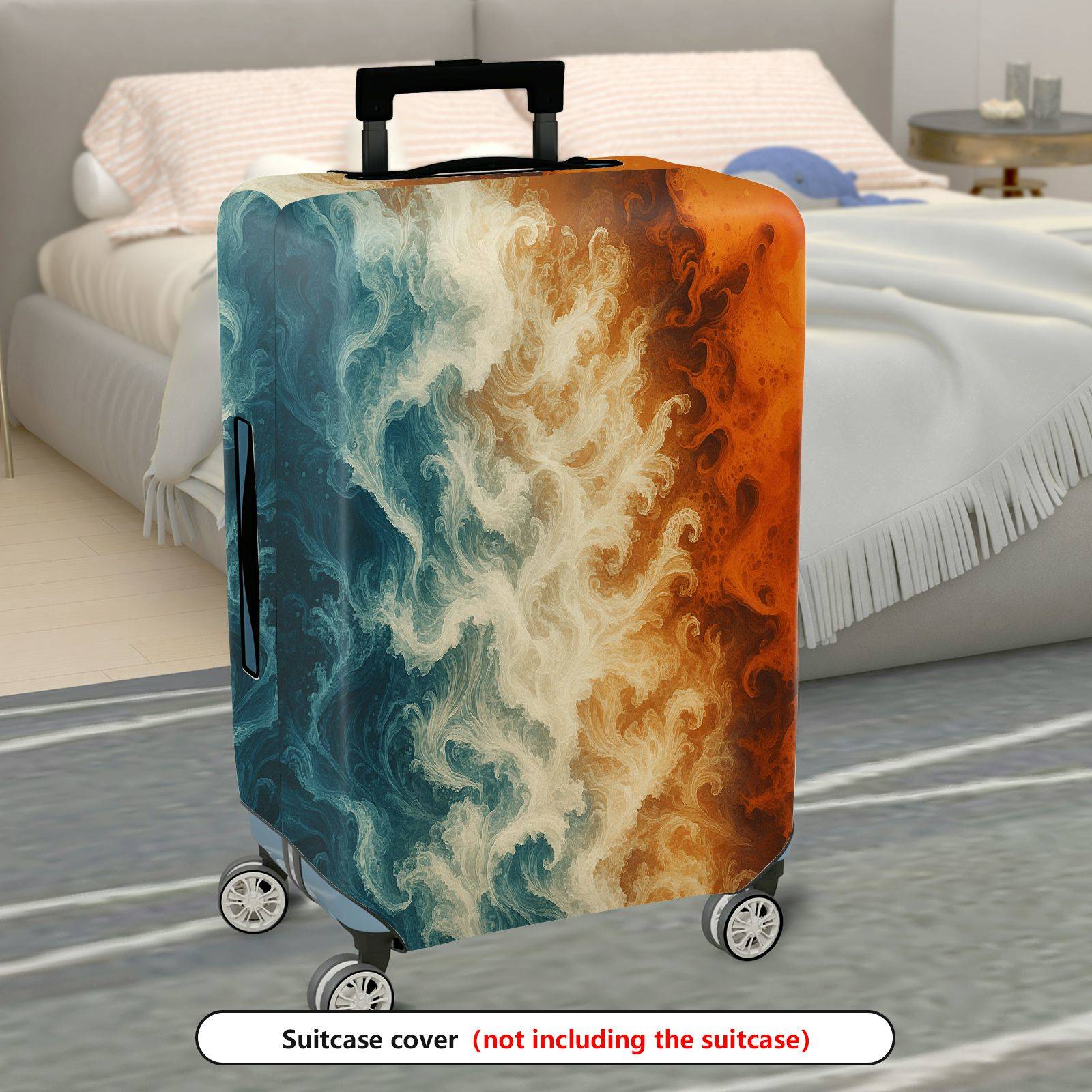 1-Piece Abstract Ocean Fire Energy Flow Art  Suitcase Luggage Cover, Stretch Protective Sleeve