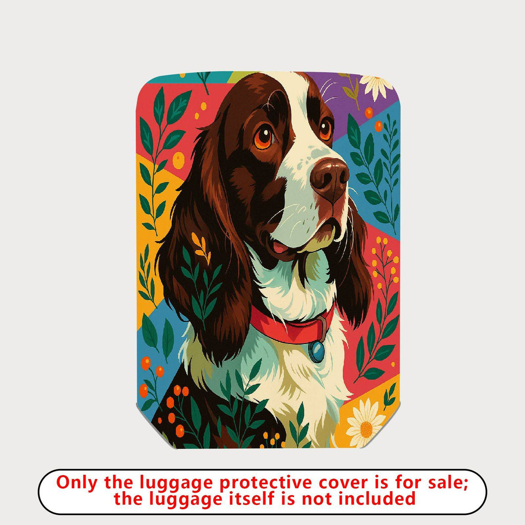 1-Piece Dog Floral Colorful Artistic Pet Travel Holiday  Suitcase Luggage Cover, Stretch Protective Sleeve