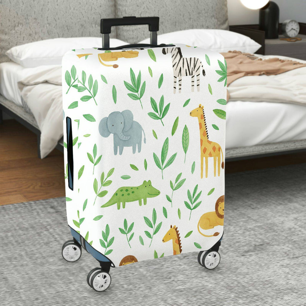 1-Piece Animal Green Leaf Travel Safari Animal Zoo  Suitcase Luggage Cover, Stretch Protective Sleeve