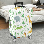 1-Piece Animal Green Leaf Travel Safari Animal Zoo  Suitcase Luggage Cover, Stretch Protective Sleeve