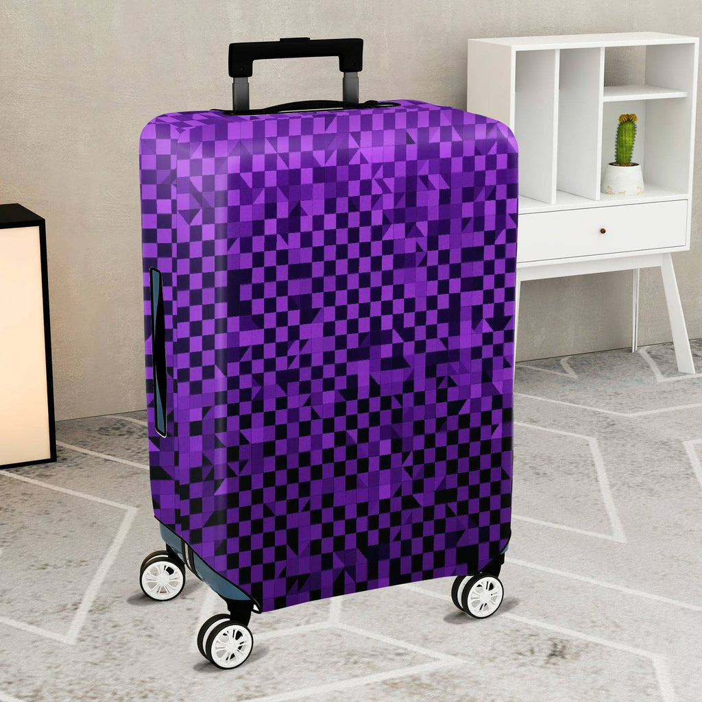 1-Piece Purple Geometric Checkered Abstract Modern Stylish  Suitcase Luggage Cover, Stretch Protective Sleeve