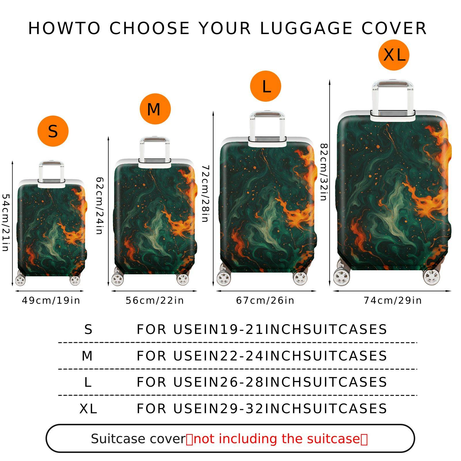 1-Piece Cosmic Flame Swirl Galaxy Artistic Abstract  Suitcase Luggage Cover, Stretch Protective Sleeve