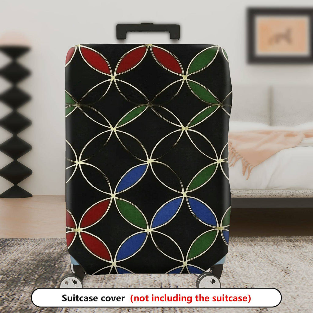 1-Piece Geometric Modern Chic Multicolor Artistic Black  Suitcase Luggage Cover, Stretch Protective Sleeve