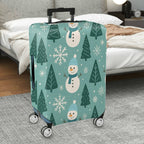 1-Piece Christmas Snowman Pine Tree Winter Holiday  Suitcase Luggage Cover, Stretch Protective Sleeve