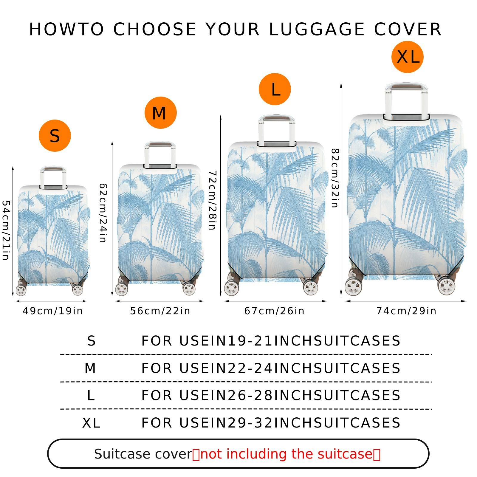 1-Piece Blue Palm Tree Tropical Nature Landscape Artistic Pattern  Suitcase Luggage Cover, Stretch Protective Sleeve