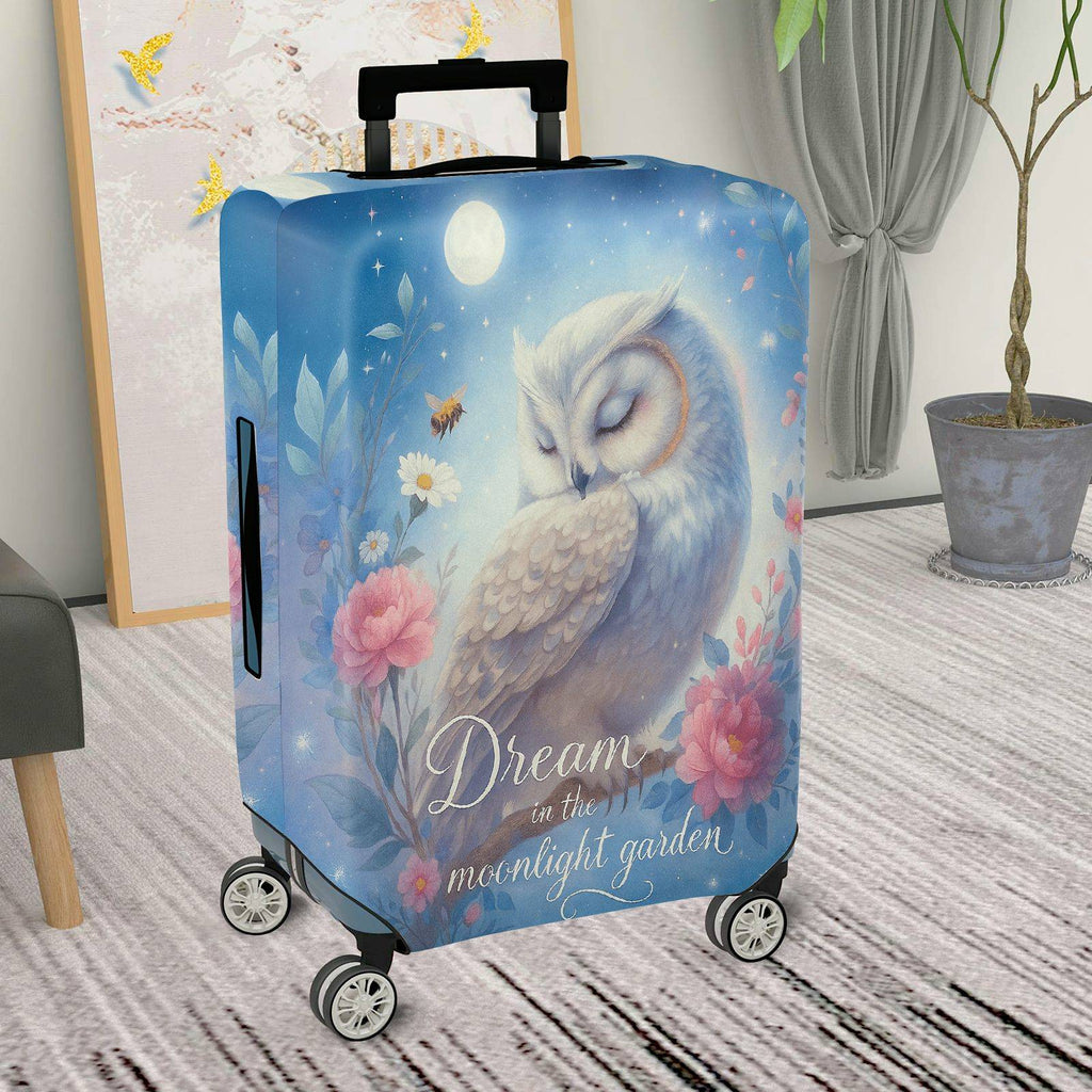 1-Piece Owl Moonlight Garden Floral Dream Fantasy  Suitcase Luggage Cover, Stretch Protective Sleeve