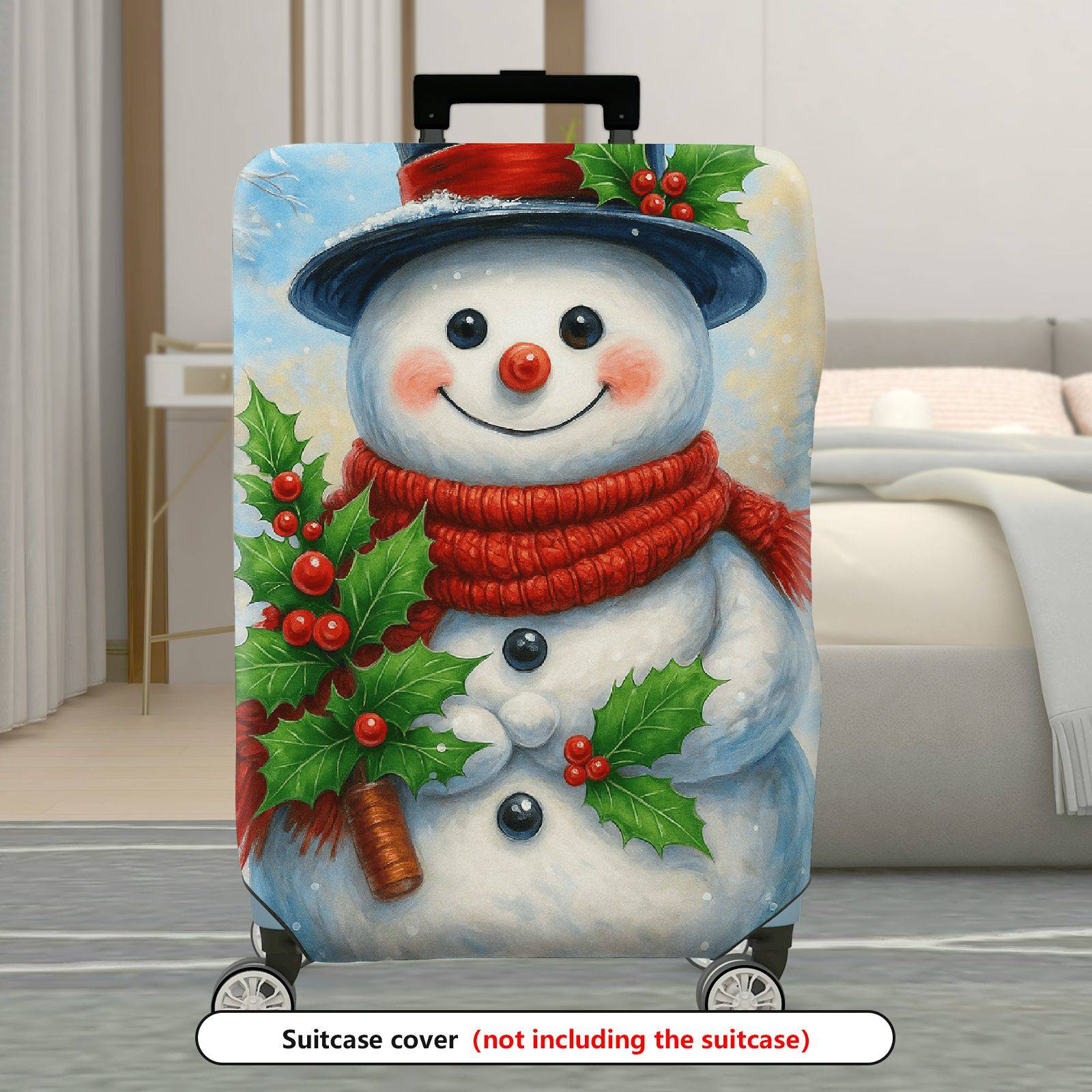 1-Piece Snowman Christmas Winter Holiday Festive Cheer  Suitcase Luggage Cover, Stretch Protective Sleeve