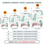 1-Piece Dinosaur  Cute Fun Playful Whimsical  Suitcase Luggage Cover, Stretch Protective Sleeve