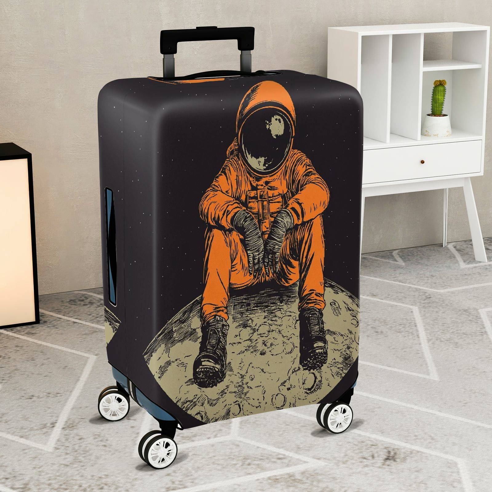 1-Piece Astronaut Moon Space Universe Traveler  Suitcase Luggage Cover, Stretch Protective Sleeve