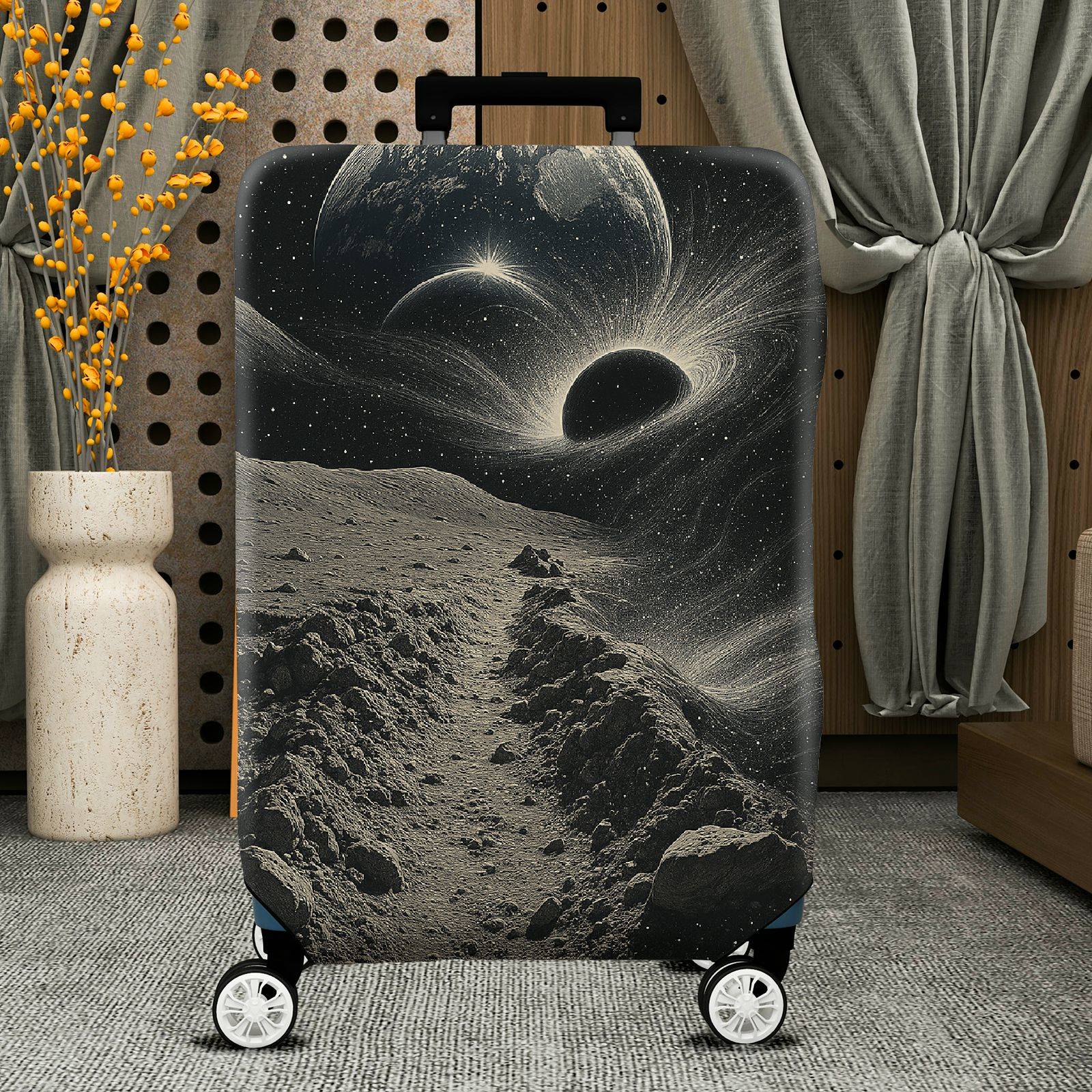 1-Piece Space Galaxy Moon Planet Astronomy Cosmic  Suitcase Luggage Cover, Stretch Protective Sleeve