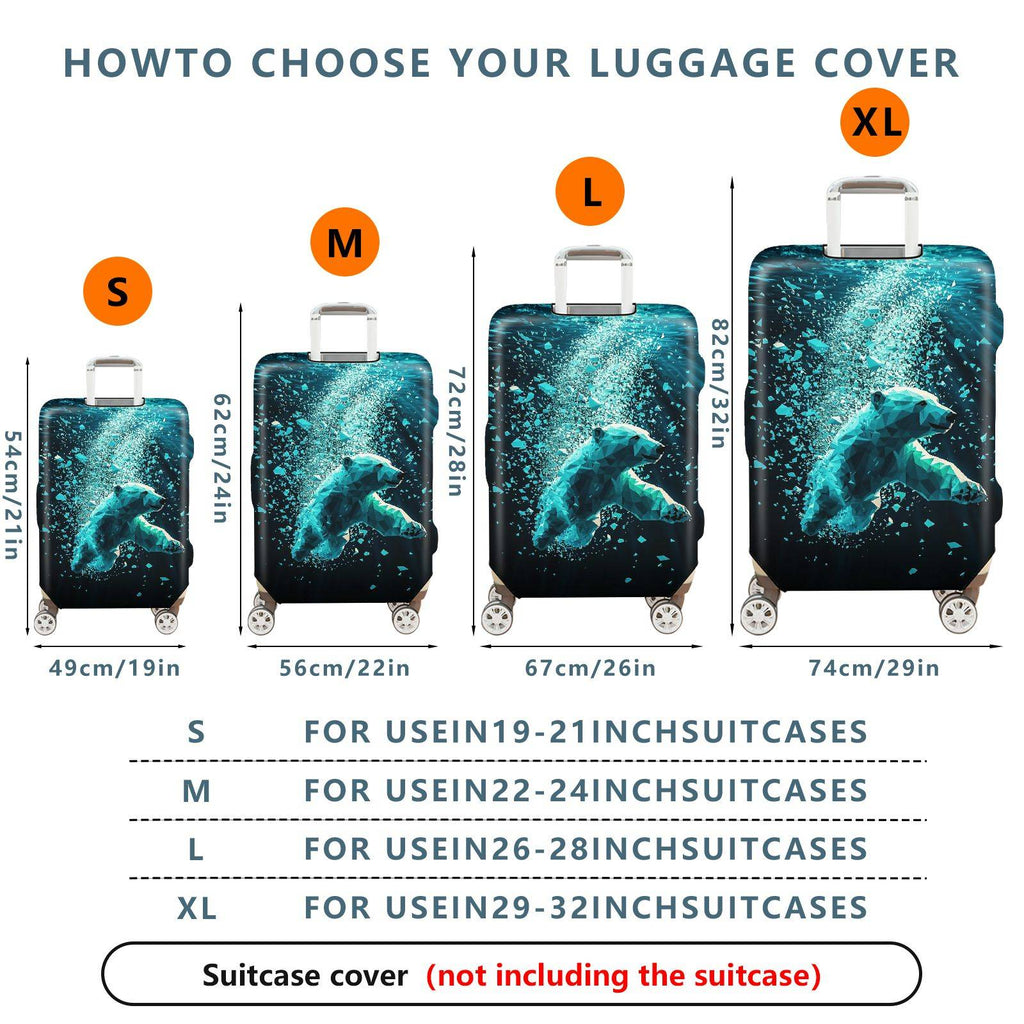 1-Piece Geometric Polar Bear Ocean Ice Abstract Artistic  Suitcase Luggage Cover, Stretch Protective Sleeve