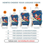 1-Piece Santa Reindeer Snowman Gifts Christmas Holiday  Suitcase Luggage Cover, Stretch Protective Sleeve