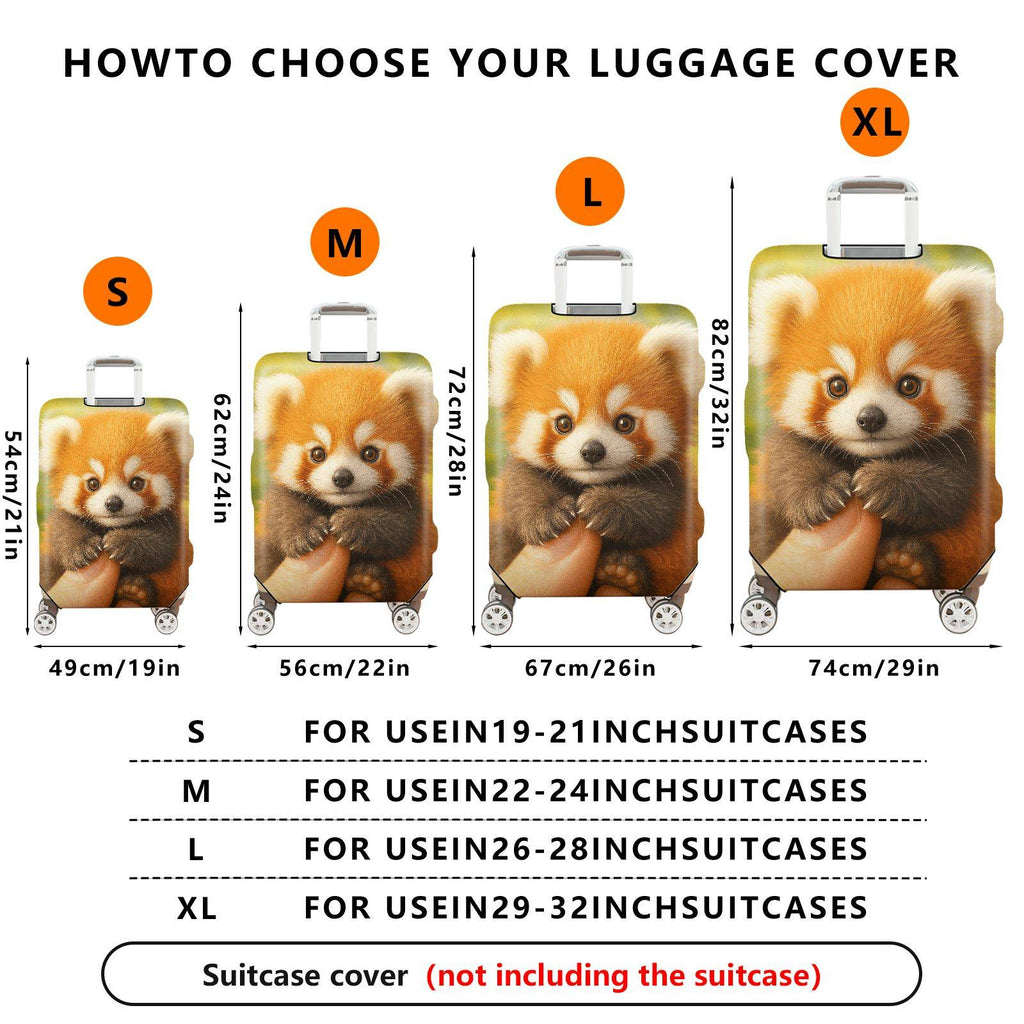 1-Piece Cute Adorable Red Panda Animal Nature Wildlife  Suitcase Luggage Cover, Stretch Protective Sleeve