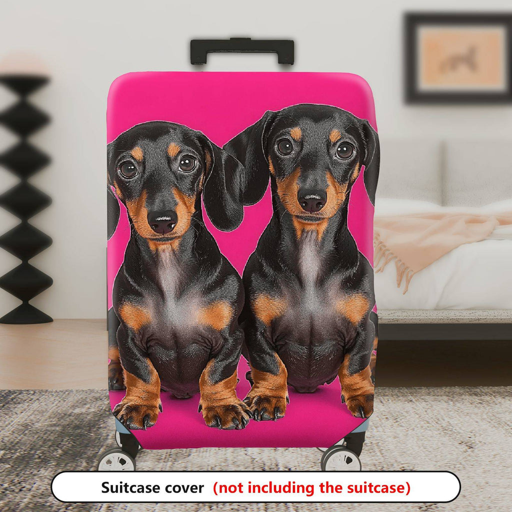 1-Piece Pink Black Brown Dog Pet Animal Cute  Suitcase Luggage Cover, Stretch Protective Sleeve