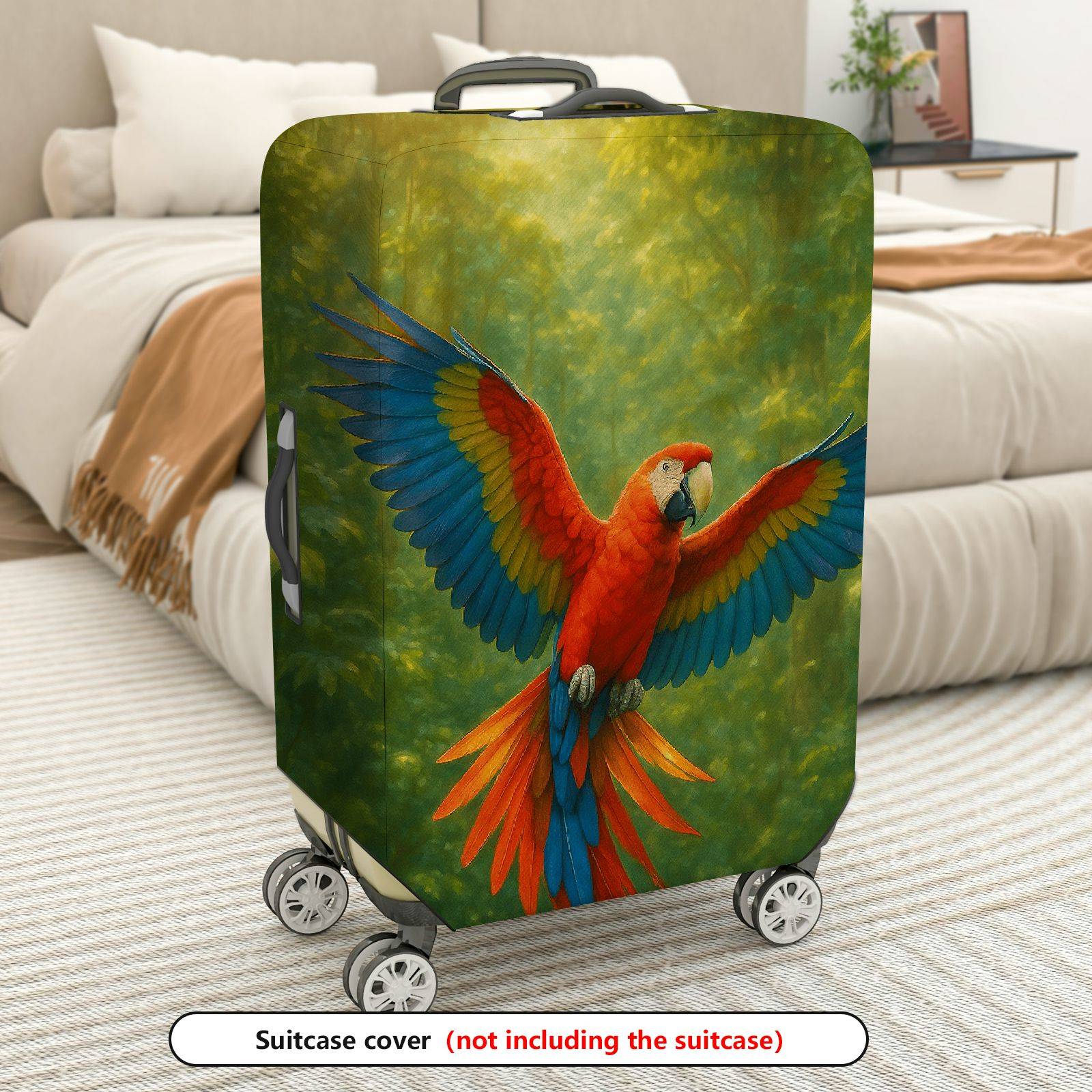 1-Piece Colorful Parrot Jungle Nature Artistic Tropical  Suitcase Luggage Cover, Stretch Protective Sleeve