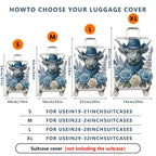 1-Piece Cowboy Cow Floral Butterfly Nature Bird  Suitcase Luggage Cover, Stretch Protective Sleeve