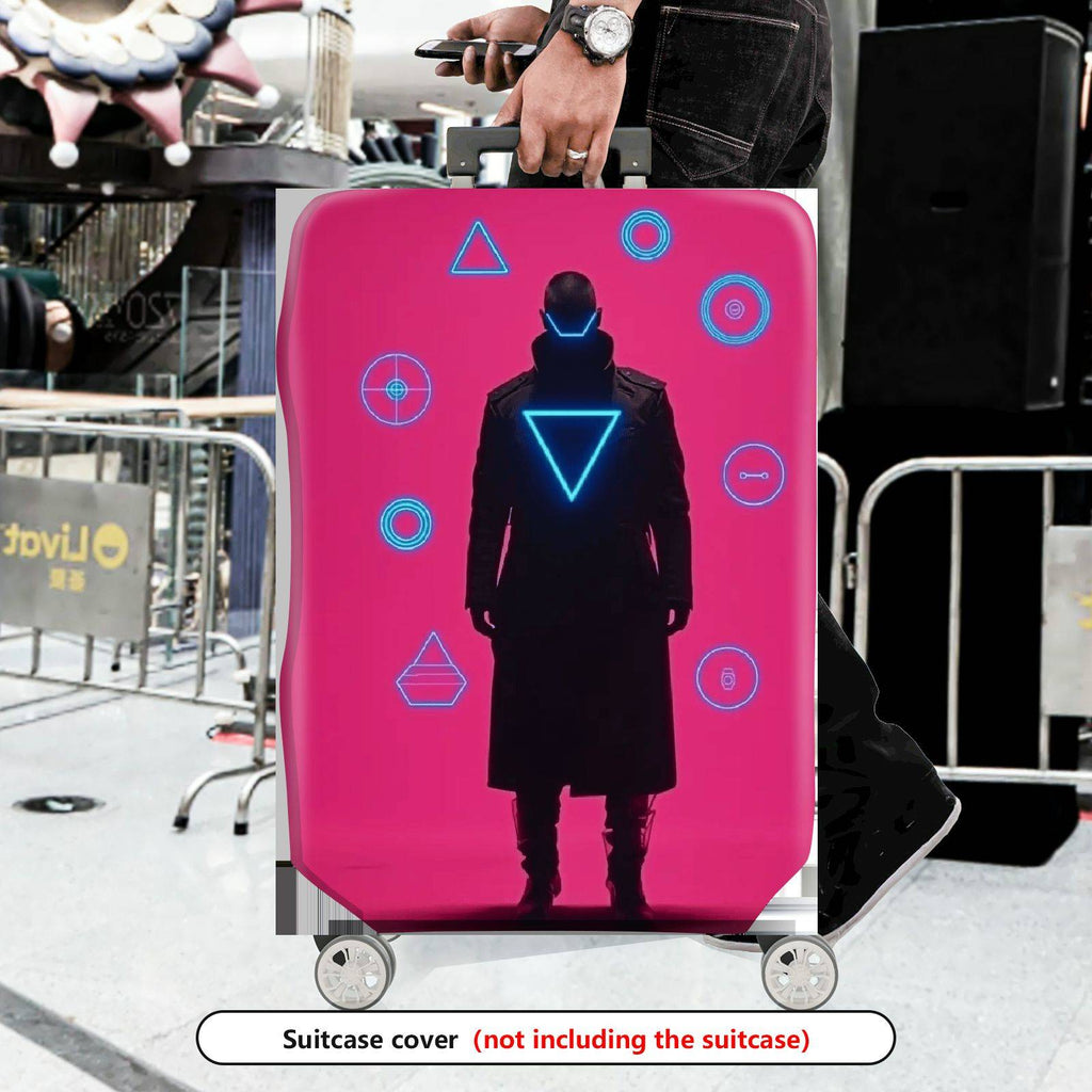 1-Piece Cyberpunk Futuristic Geometric Sci-Fi  Suitcase Luggage Cover, Stretch Protective Sleeve