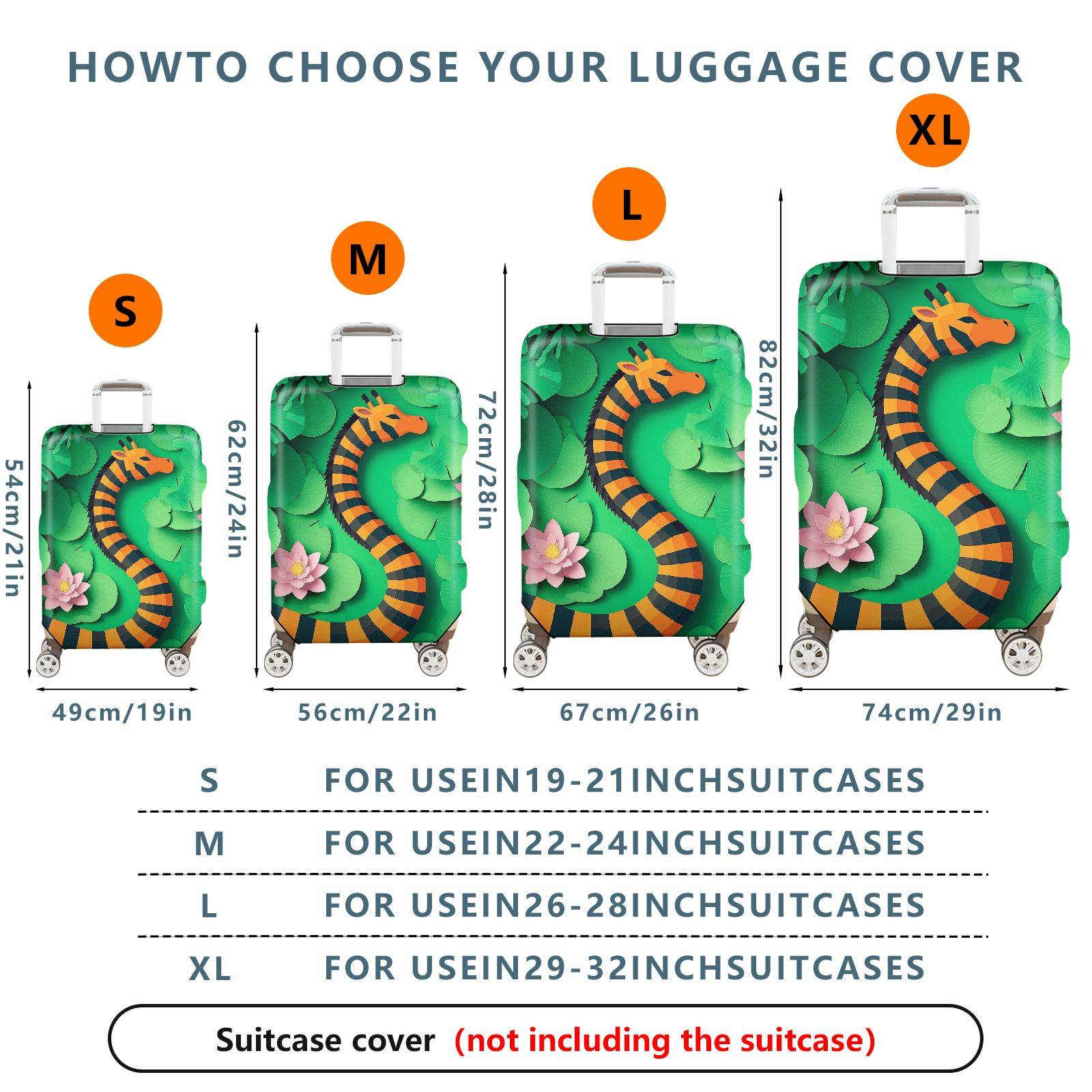 1-Piece Animal Floral Jungle Nature Leaf Frog  Suitcase Luggage Cover, Stretch Protective Sleeve