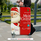 1-Piece Christmas Santa Red Holiday Decorative  Suitcase Luggage Cover, Stretch Protective Sleeve