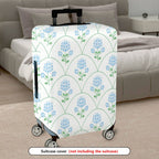 1-Piece Blue Floral Pattern Decorative Travel Holiday Elegant Stylish  Suitcase Luggage Cover, Stretch Protective Sleeve