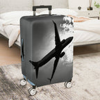 1-Piece Airplane Travel Clouds Sky Black and White  Suitcase Luggage Cover, Stretch Protective Sleeve