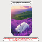 1-Piece Lavender Bear Sunset Field Landscape  Suitcase Luggage Cover, Stretch Protective Sleeve