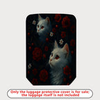 1-Piece Cat Floral Red Black White Nature Artistic Cute  Suitcase Luggage Cover, Stretch Protective Sleeve