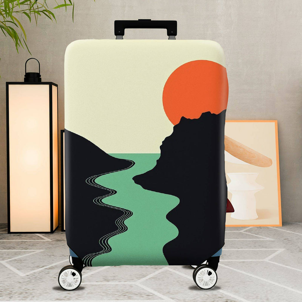 1-Piece Sunset Landscape Nature Mountain River Sun  Suitcase Luggage Cover, Stretch Protective Sleeve