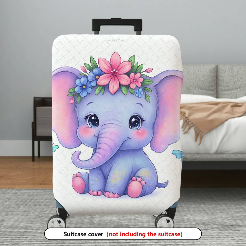1-Piece Cute Elephant Flower Butterfly  Suitcase Luggage Cover, Stretch Protective Sleeve