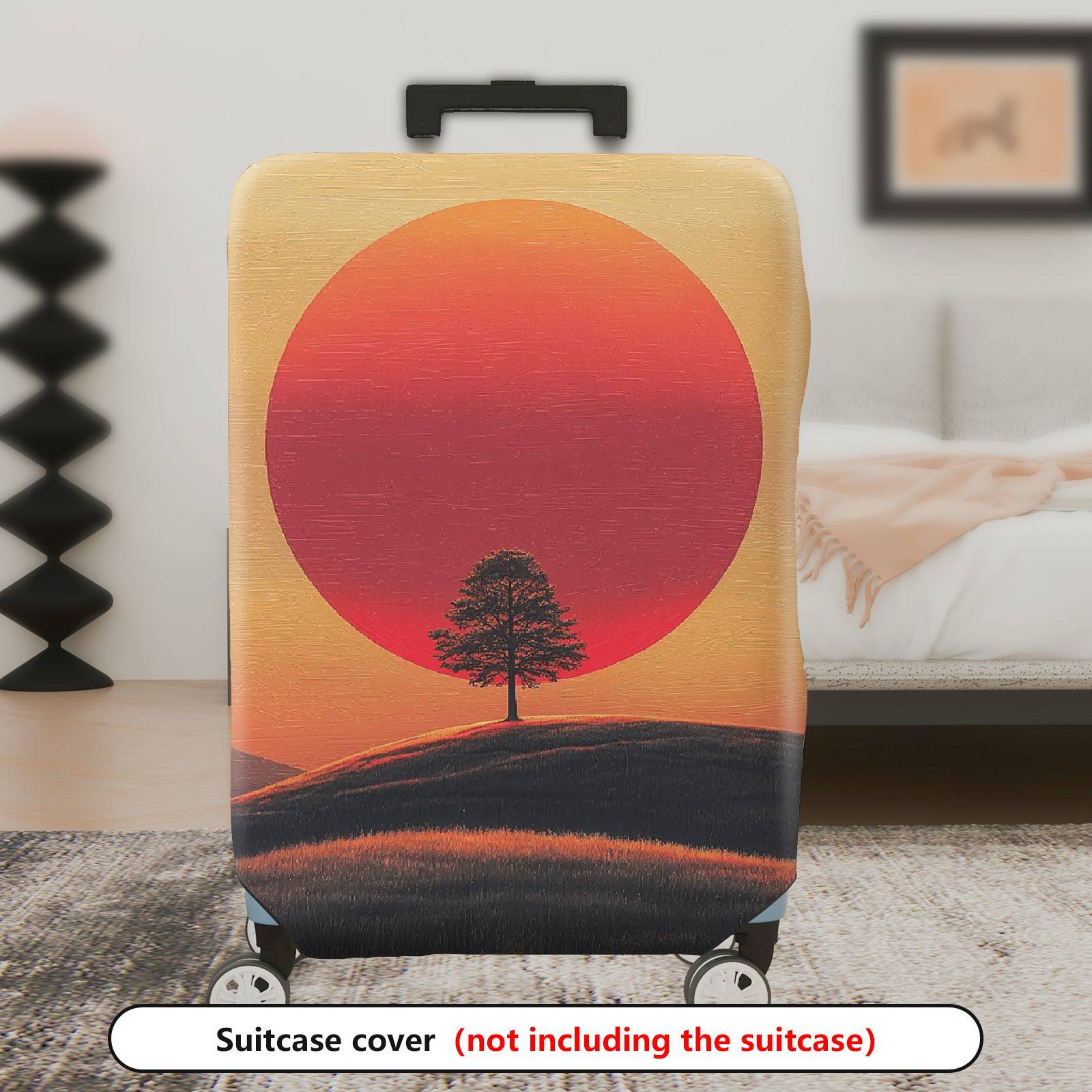 1-Piece Sunset Tree Landscape Minimalist Art Nature Fashion  Suitcase Luggage Cover, Stretch Protective Sleeve