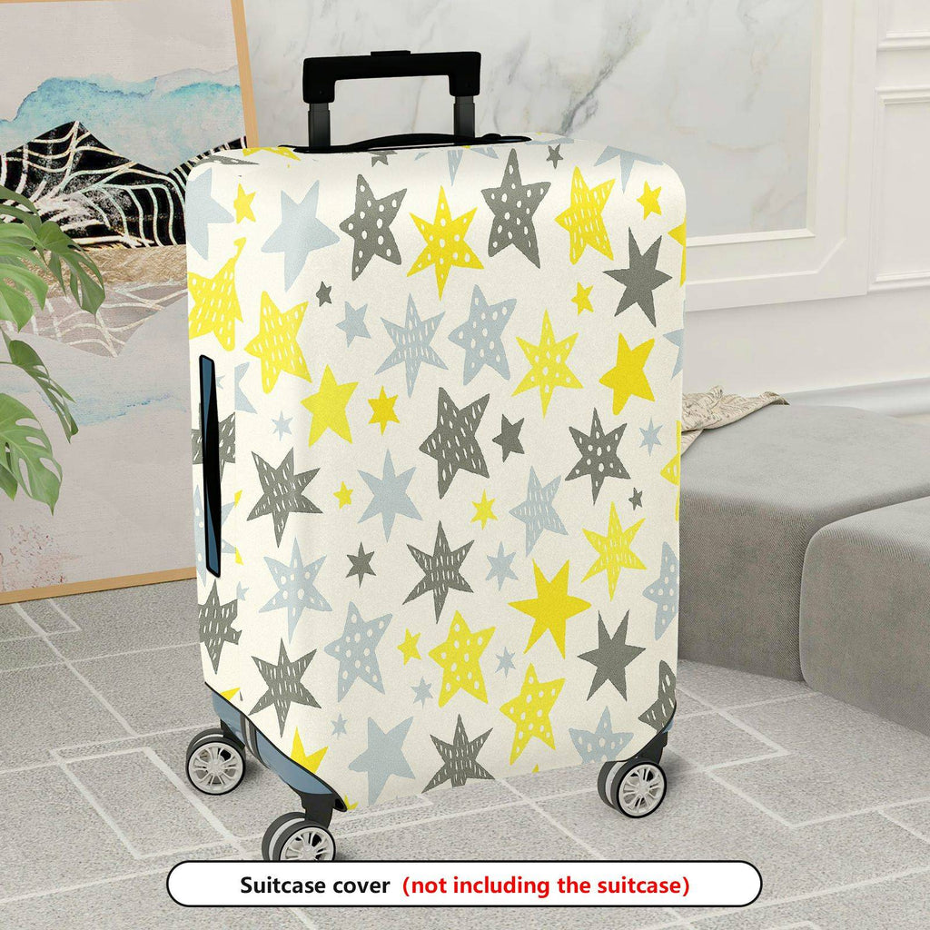 1-Piece Starry Yellow Grey White Astral Celestial Cosmic  Suitcase Luggage Cover, Stretch Protective Sleeve