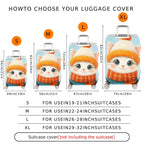 1-Piece Cute  Cat Winter Holiday Snow Fluffy Adorable  Suitcase Luggage Cover, Stretch Protective Sleeve