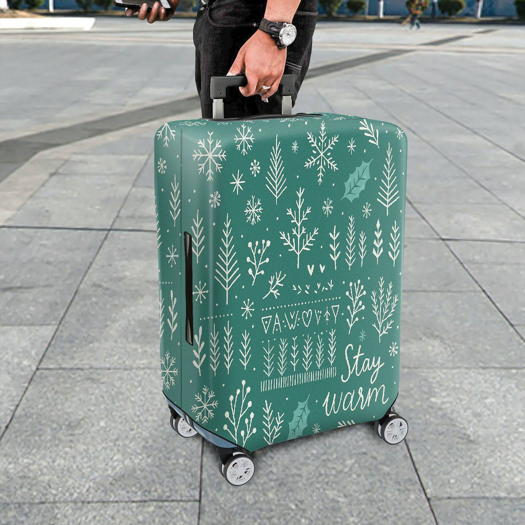 1-Piece Snowflakes Christmas Winter Holiday Festive  Suitcase Luggage Cover, Stretch Protective Sleeve