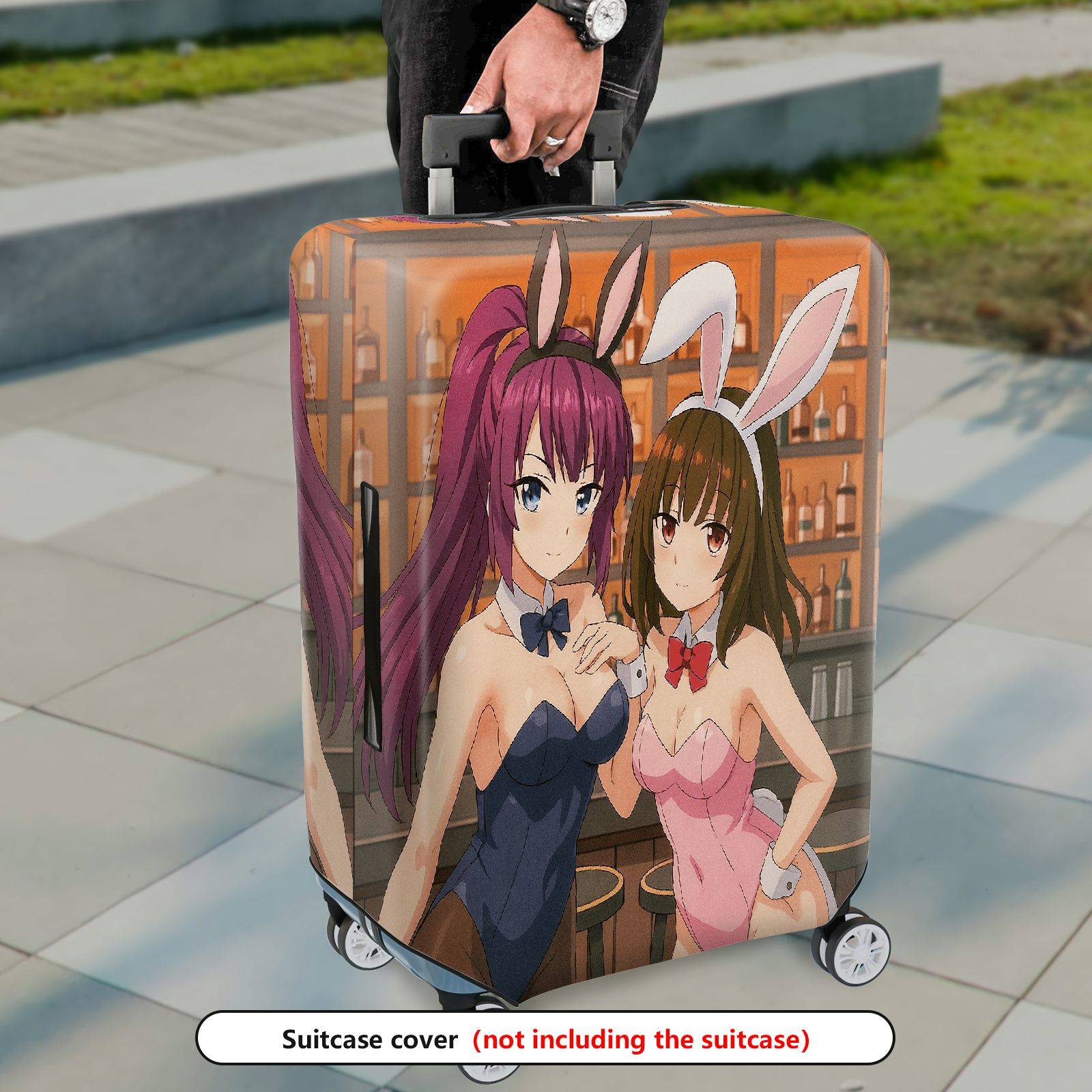 1-Piece Anime Bunny Girl Bar Lounge  Character Decorative  Suitcase Luggage Cover, Stretch Protective Sleeve