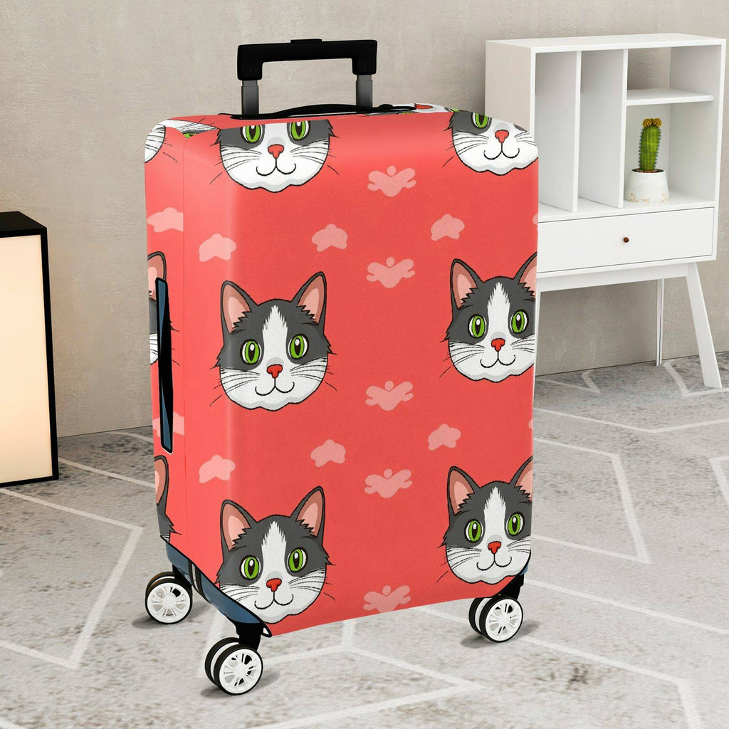 1-Piece Cat Animal  Cute Fun Playful Design  Suitcase Luggage Cover, Stretch Protective Sleeve
