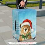 1-Piece Christmas Bear Snow Holiday Festive  Suitcase Luggage Cover, Stretch Protective Sleeve