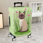 1-Piece Cat Floral Green Nature Cute Whimsical  Suitcase Luggage Cover, Stretch Protective Sleeve