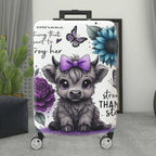 1-Piece Cute Floral Butterfly Cow Feminine Inspirational Quote  Suitcase Luggage Cover, Stretch Protective Sleeve
