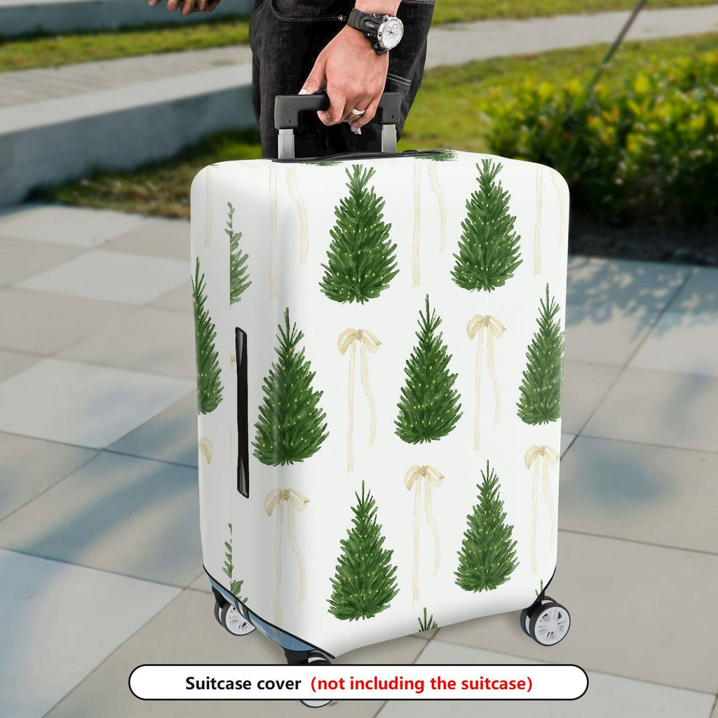 1-Piece Christmas Tree Ribbon Holiday Festive Decorative  Suitcase Luggage Cover, Stretch Protective Sleeve