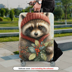 1-Piece Raccoon Winter Holiday Nature Pattern  Suitcase Luggage Cover, Stretch Protective Sleeve
